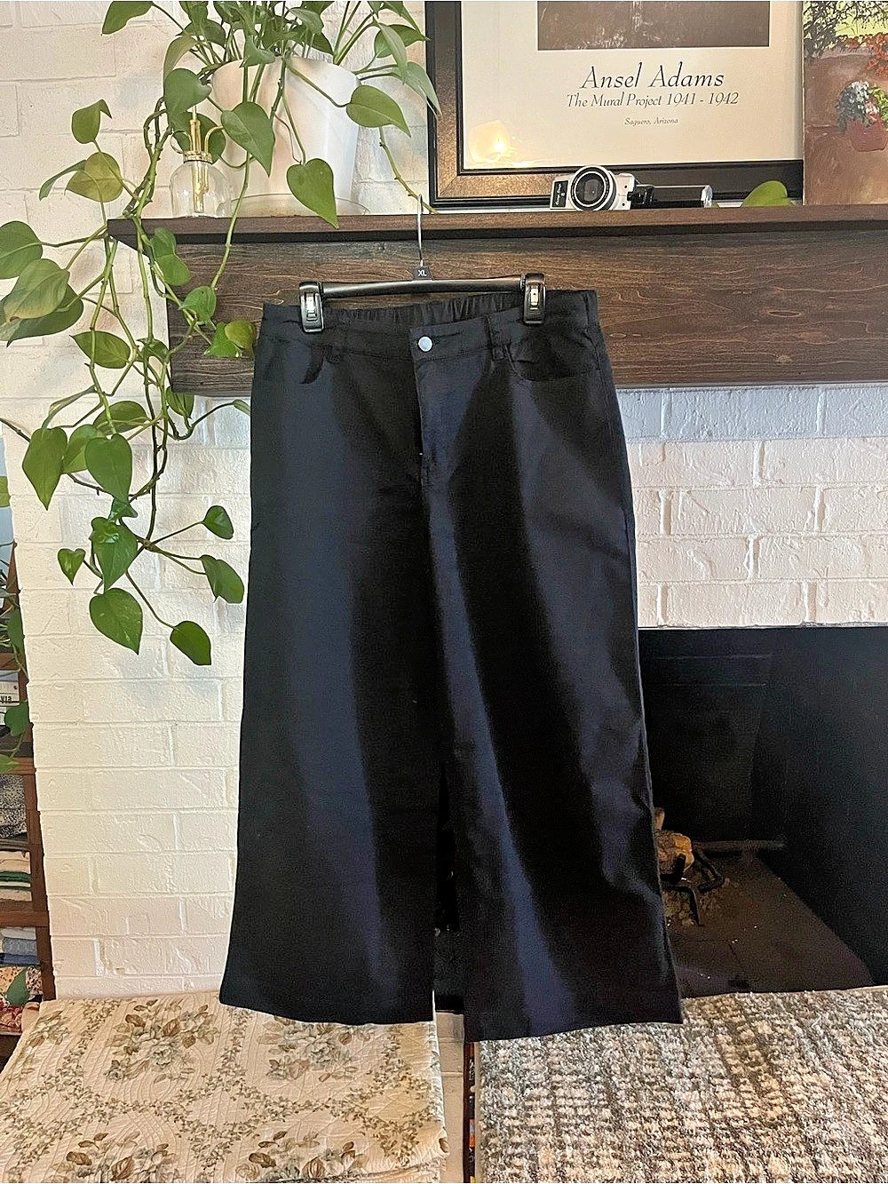 Pact Women's Stretch Twill Wide Leg Pants in Black Size Large, Brand New